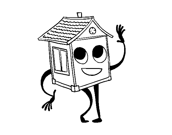 Dibujo de Casa saludando para Colorear
