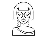 Dibujo de Chica con gafas redondas para colorear