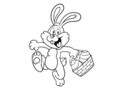 Dibujo de Conejo buscando huevos de Pascua para colorear