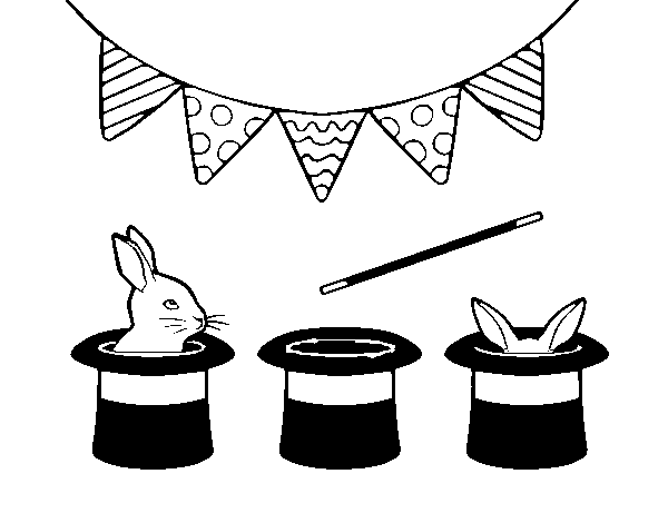 Dibujo de Conejos y chisteras para Colorear