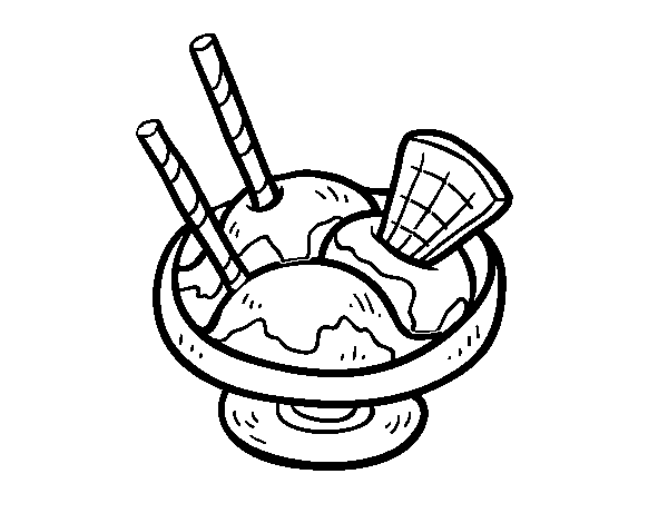 Dibujo de Copa de helado para Colorear