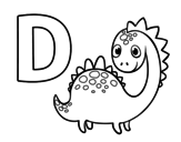 Dibujo de D de Dinosaurio para colorear