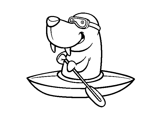 Dibujo de Decathlon - Morsa en kayak para Colorear