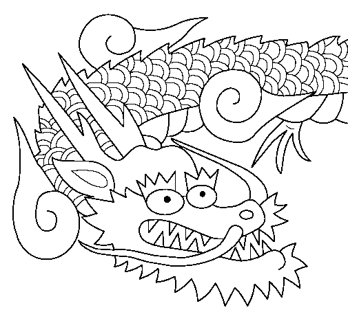 Dibujo de Dragón japones II para Colorear