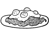 Dibujo de Espaguetis con carne para colorear