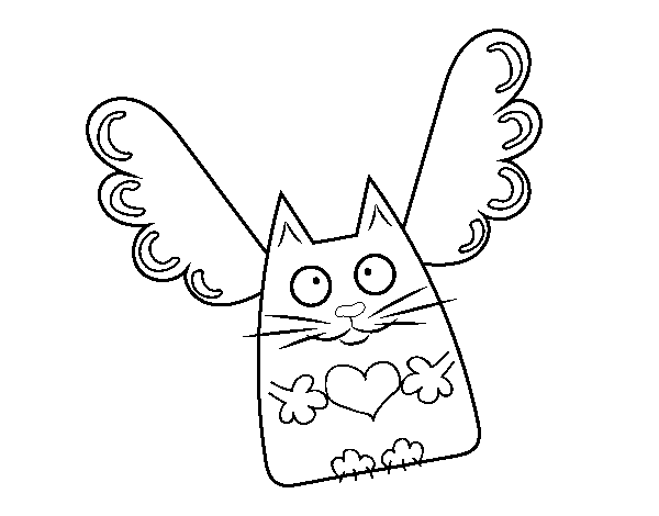 Dibujo de Gato Cupido para Colorear