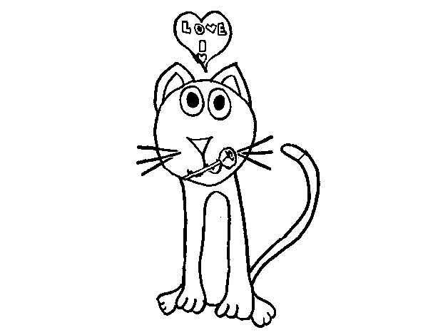 Dibujo de Gato enamorado para Colorear