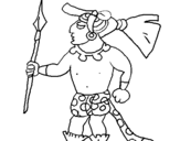 Dibujo de Guerrero con lanza para colorear