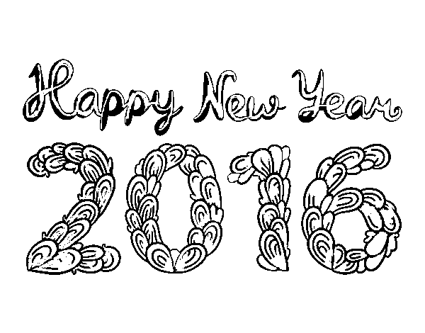 Dibujo de Happy New Year 2016 para Colorear