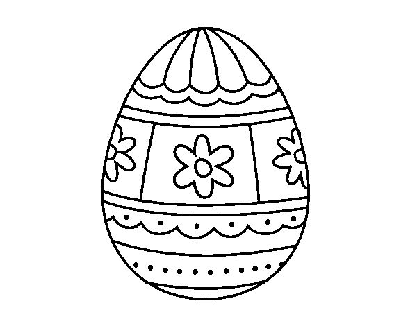 Dibujo de Huevo de Pascua con decoraciones para Colorear