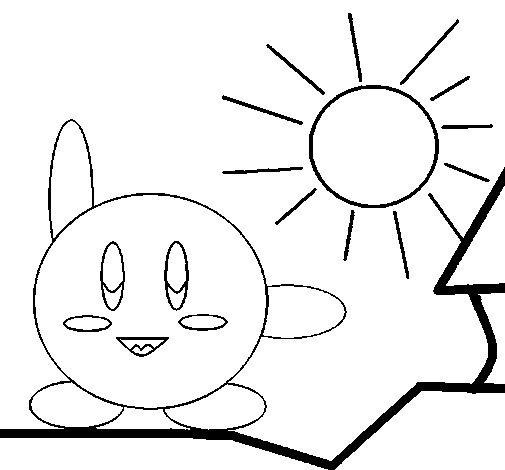 Dibujo de Kirby en un día soleado para Colorear