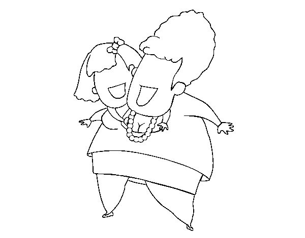 Dibujo de Madre e hija felices para Colorear