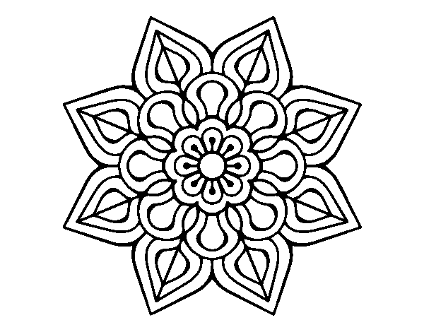 Dibujo de Mandala de flor sencilla para Colorear 