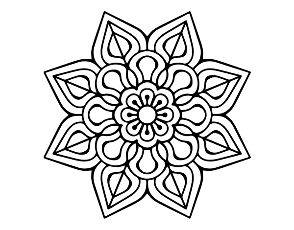 Dibujo de Mandala de flor sencilla para Colorear 