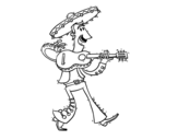 Dibujo de Mariachi con guitarra para colorear