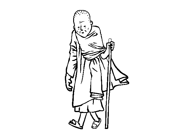 Dibujo de Monje budista para Colorear