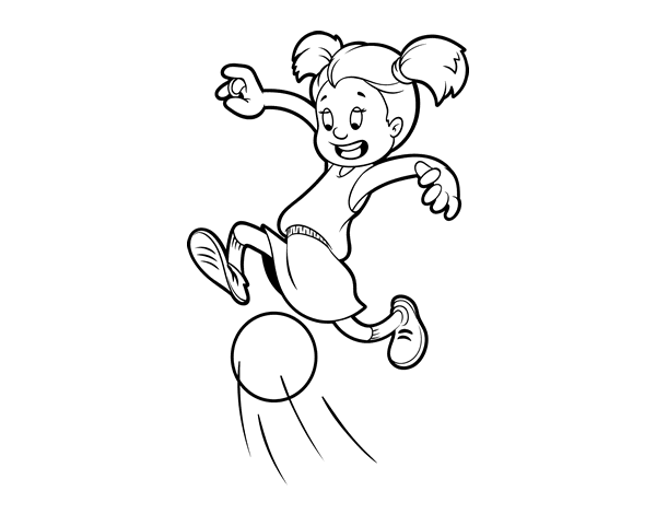 Dibujo de Niña jugando a fútbol para Colorear 