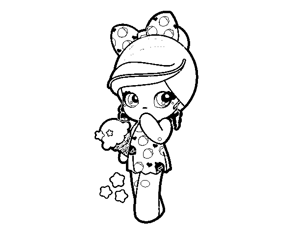 Dibujo de Niña Kawaii con un helado para Colorear 