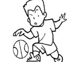 Dibujo de Niño botando la pelota para colorear