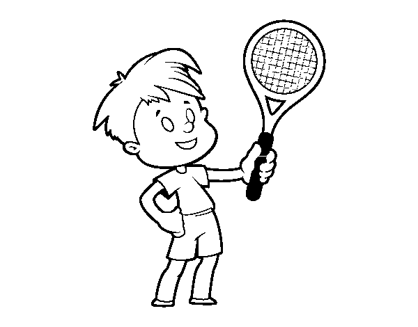 Dibujo de Niño con raqueta para Colorear