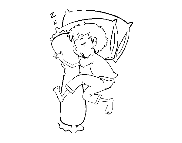 Dibujo de Niño durmiendo para Colorear 