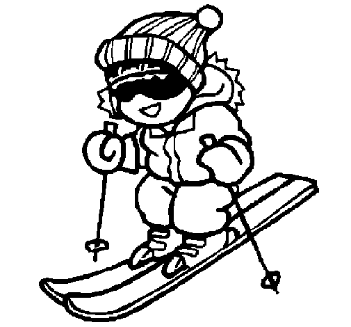 Dibujo de Niño esquiando para Colorear