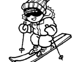 Dibujo de Niño esquiando para colorear