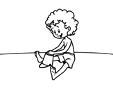 Dibujo de Niño jugando en la arena para colorear