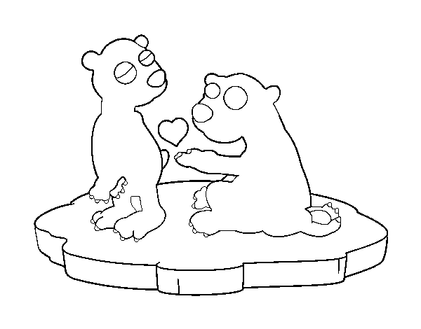 Dibujo de Pareja de osos enamorados para Colorear