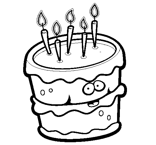 Dibujo de Pastel de cumpleaños 2 para Colorear