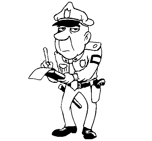 Dibujo de Policía haciendo multas para Colorear