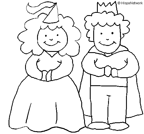 Dibujo de Princesa y rey para Colorear