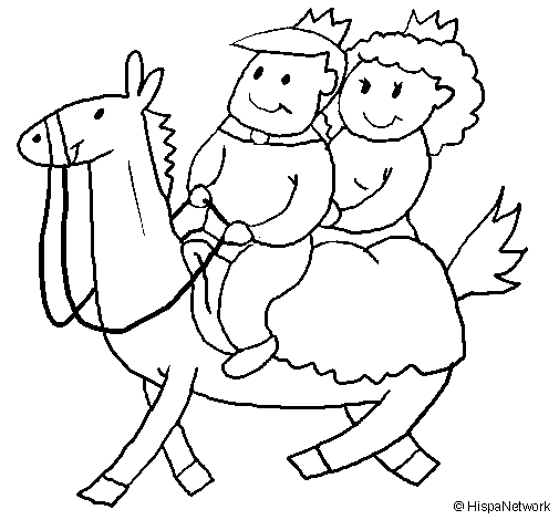 Dibujo de Príncipes a caballo para Colorear
