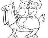 Dibujo de Príncipes a caballo para colorear