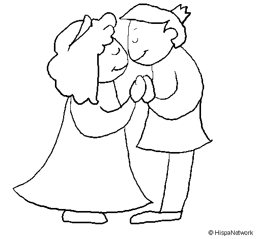Dibujo de Príncipes besándose para Colorear