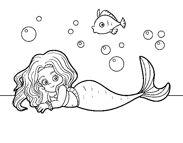 Dibujo de Sirena Bonita para Colorear