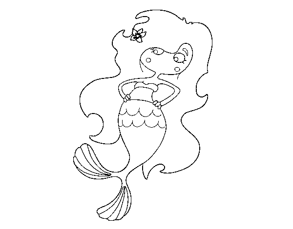 Dibujo de Sirena con los brazos en la cardera para Colorear