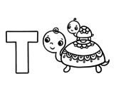 Dibujo de T de Tortuga para colorear