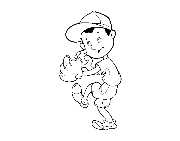 Dibujo de Un lanzador de béisbol para Colorear