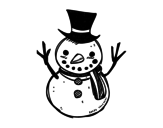 Dibujo de Un muñeco de nieve con sombrero para colorear