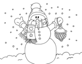 Dibujo de Un muñeco de nieve navideño para colorear