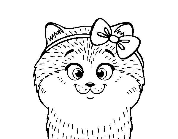 Dibujo de Una gatita con lazo para Colorear
