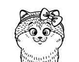 Dibujo de Una gatita con lazo para colorear