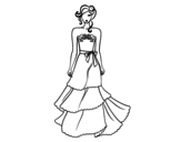 Dibujo de Vestido de boda palabra de honor para colorear